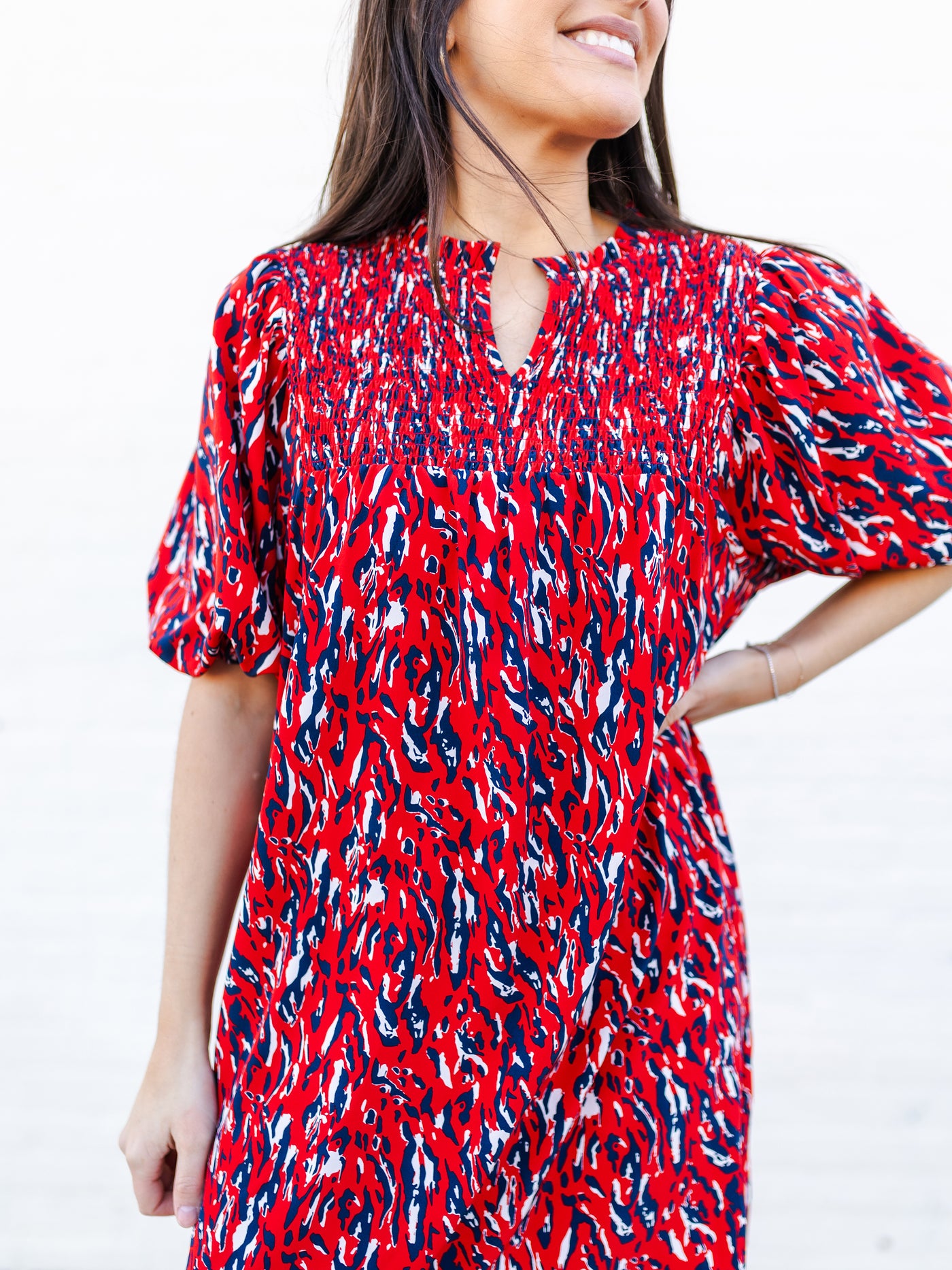 Amelia Dress | Tiger Tail Red + Blue