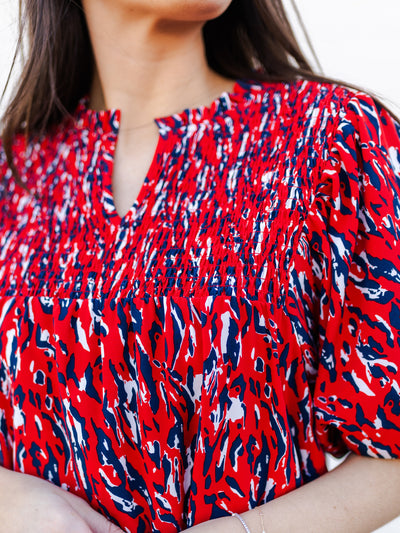 Amelia Dress | Tiger Tail Red + Blue