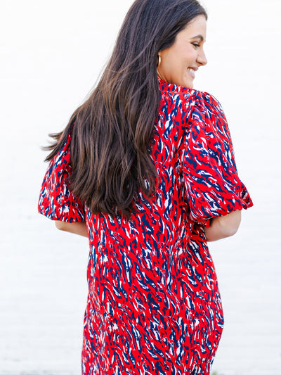 Amelia Dress | Tiger Tail Red + Blue