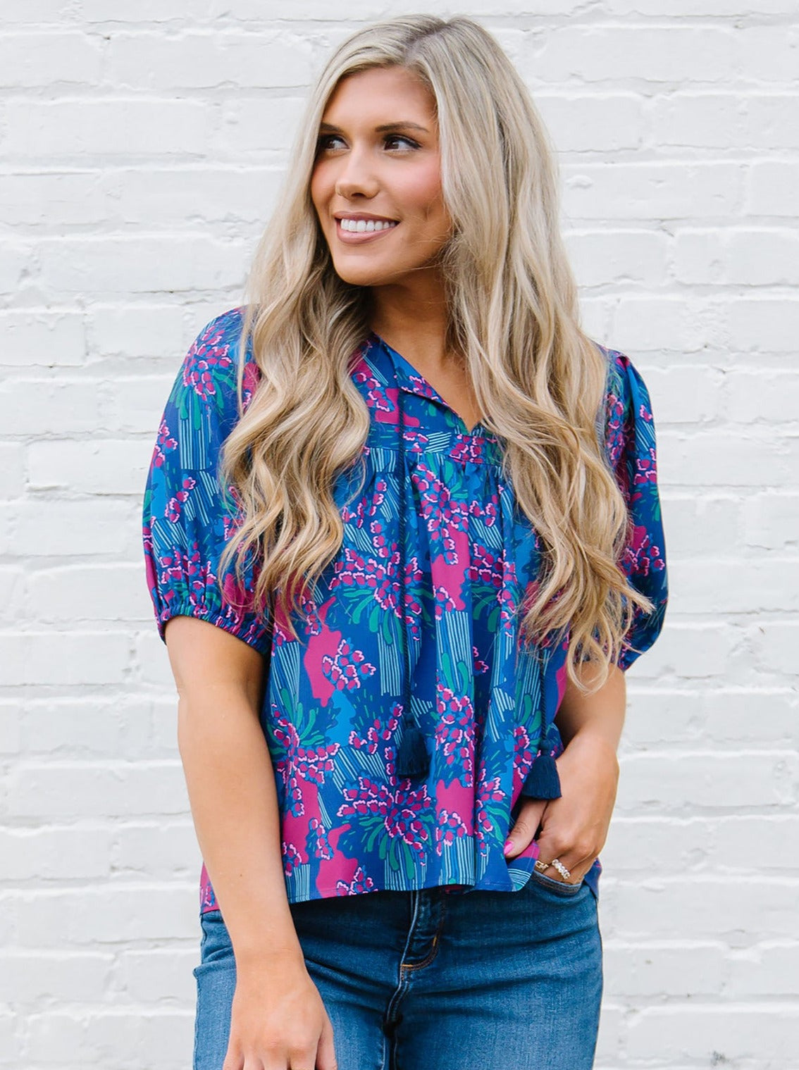 FINAL SALE - Penny Top | Center Piece Navy – MICHELLE MCDOWELL