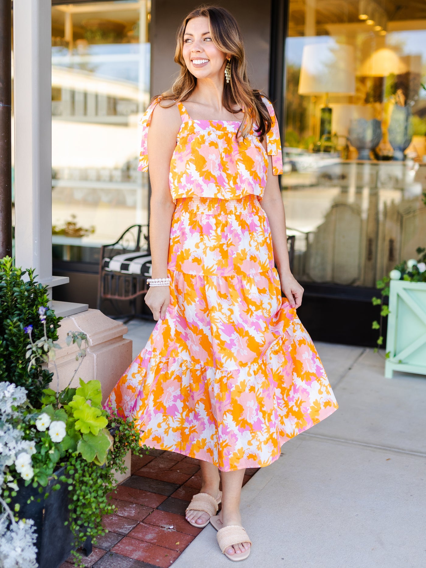 FINAL SALE - Sadie Skirt | Spring Blooms Orange