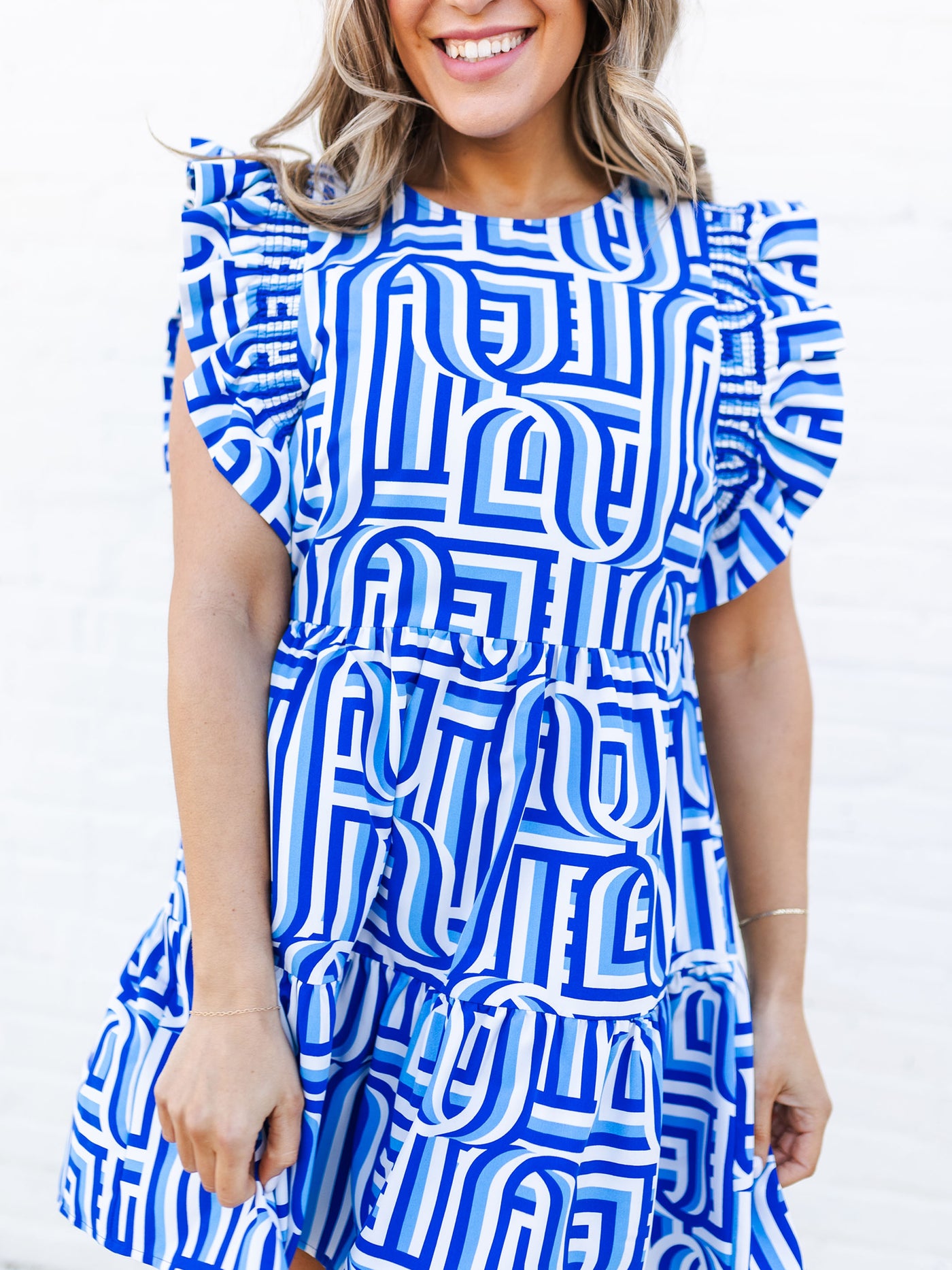 Everly Dress | Touchdown Blue + White