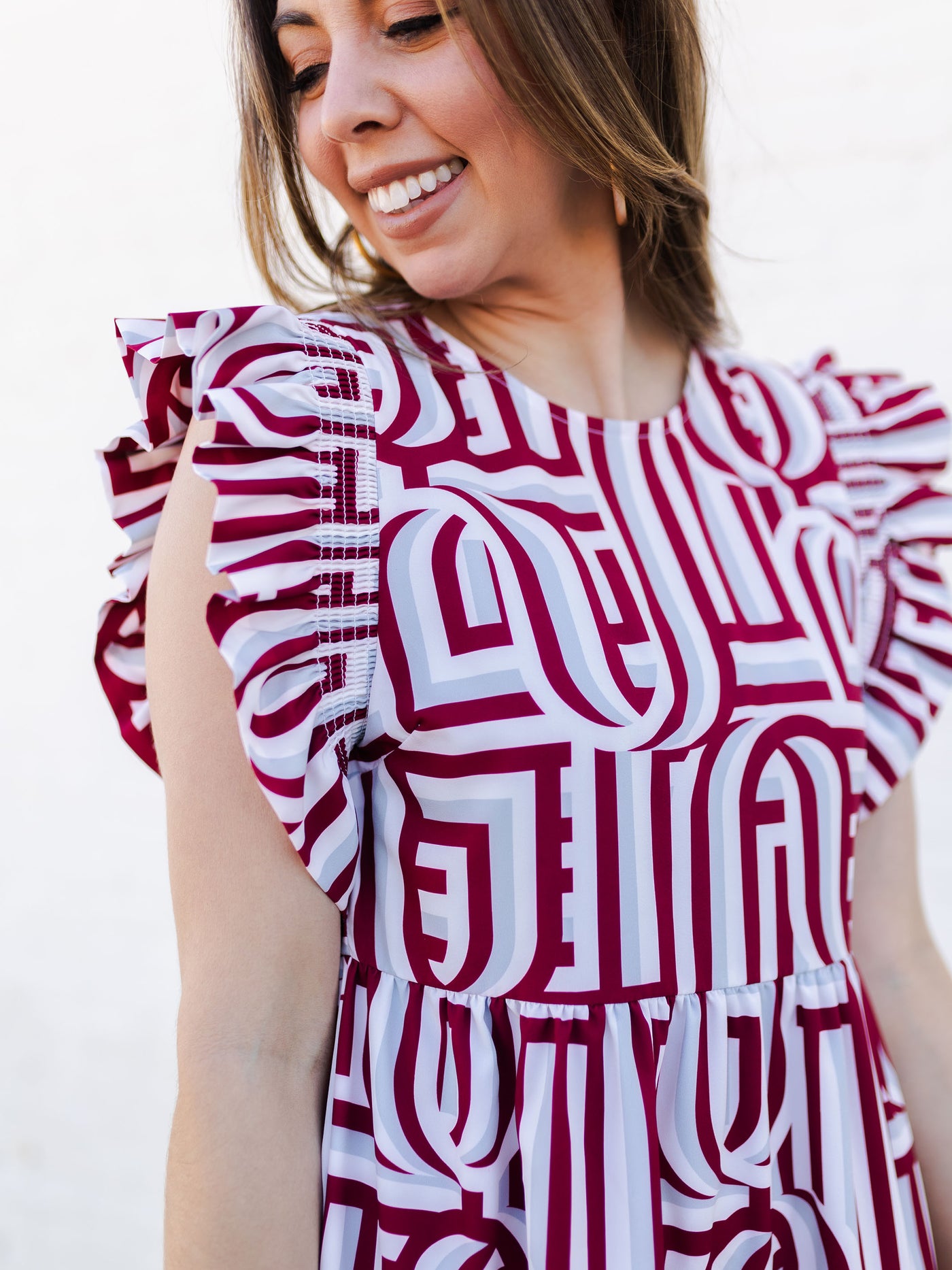 Everly Dress | Touchdown Maroon + White