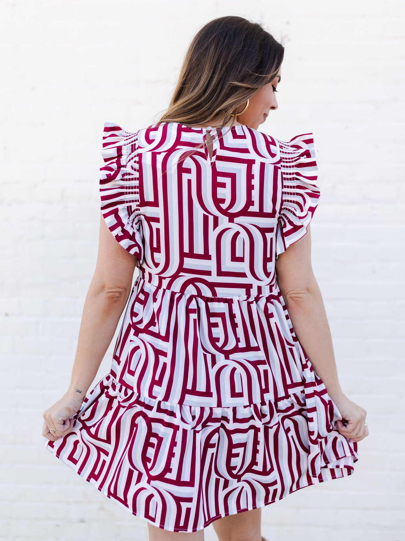 Everly Dress | Touchdown Maroon + White