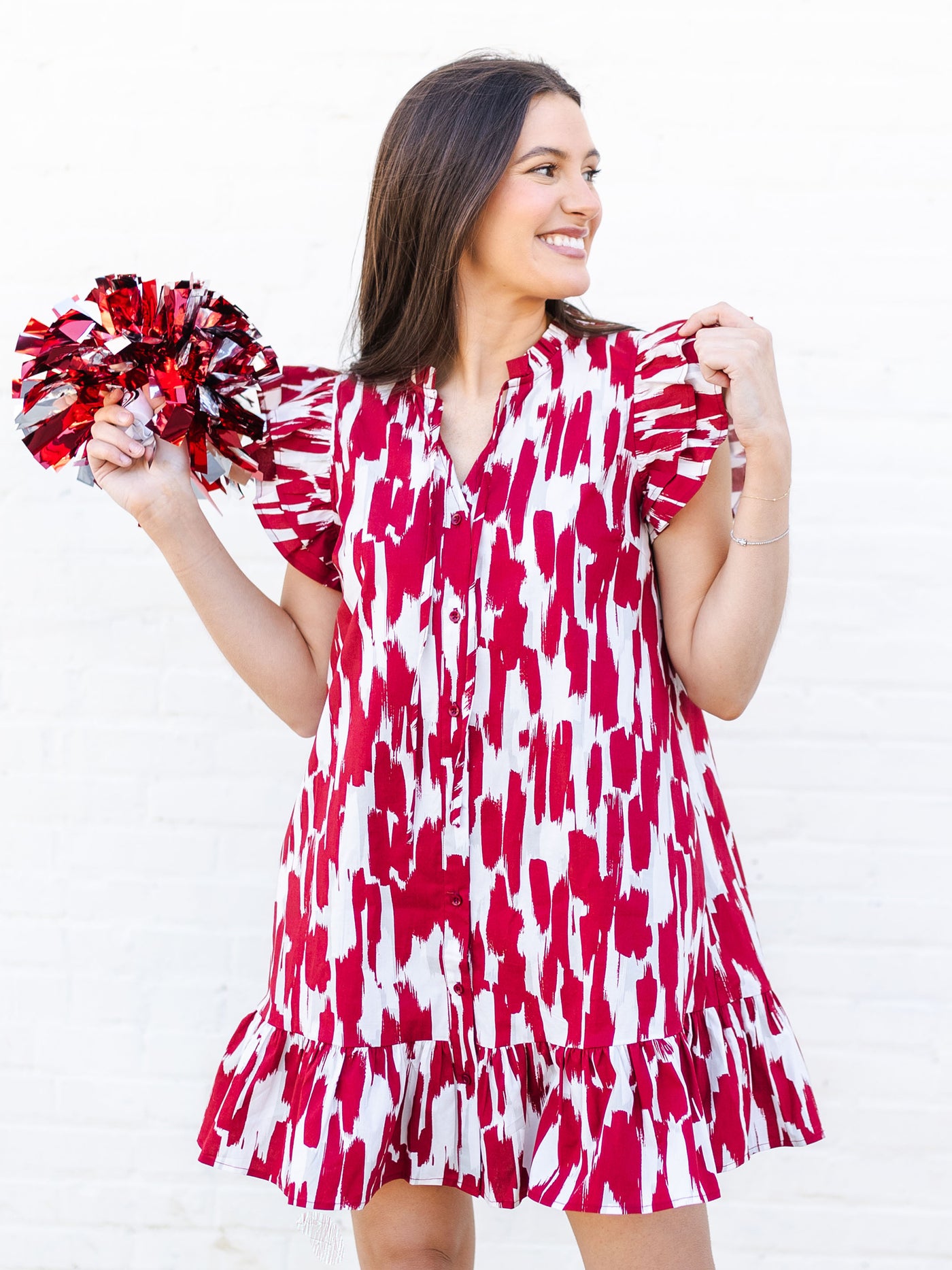 Abby Dress | Tailgate Time Maroon + White