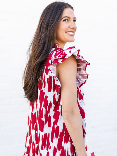 Abby Dress | Tailgate Time Maroon + White