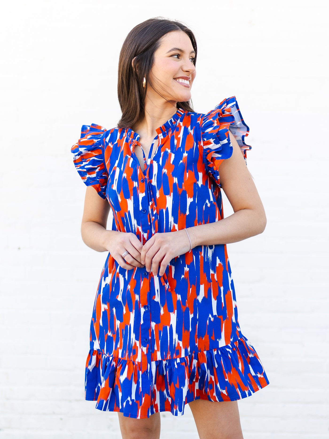 Abby Dress | Tailgate Time Blue + Orange