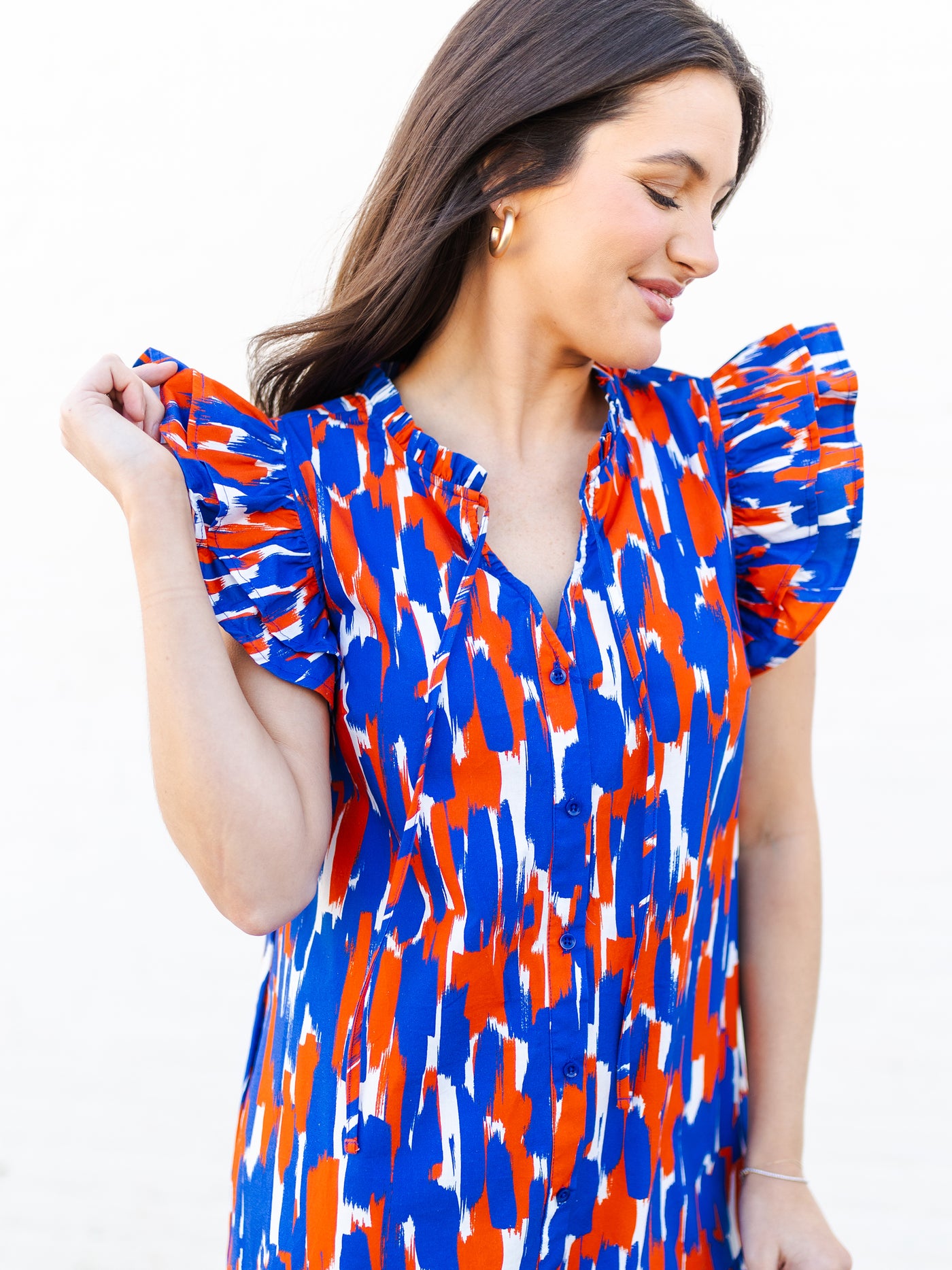 Abby Dress | Tailgate Time Blue + Orange