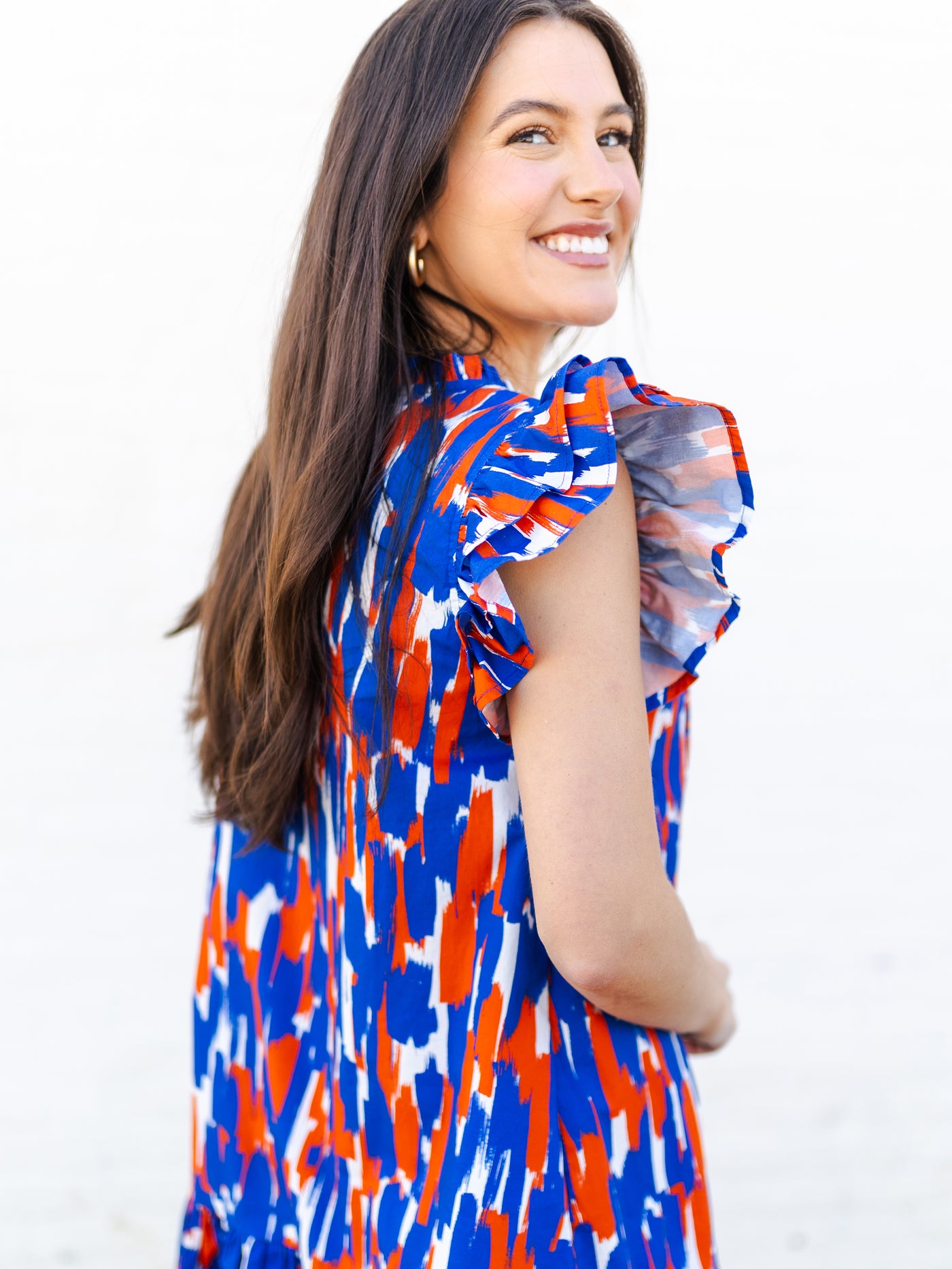 Abby Dress | Tailgate Time Blue + Orange