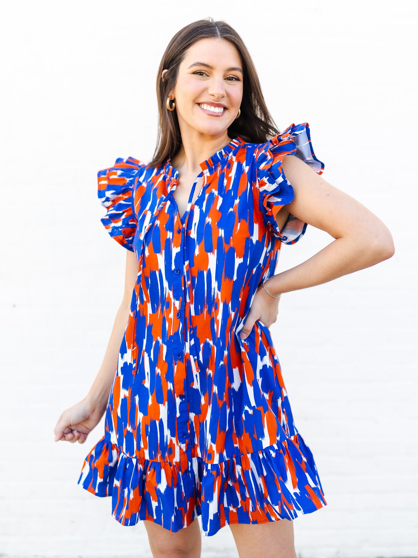 Abby Dress | Tailgate Time Blue + Orange