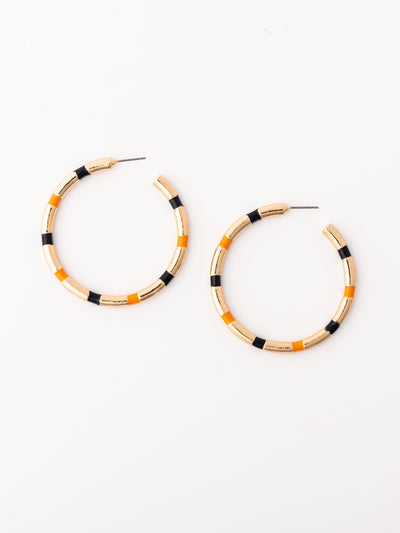 Nellie Earrings | Navy + Orange