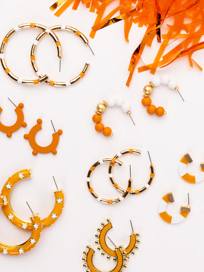 Melody Earrings | Orange + White