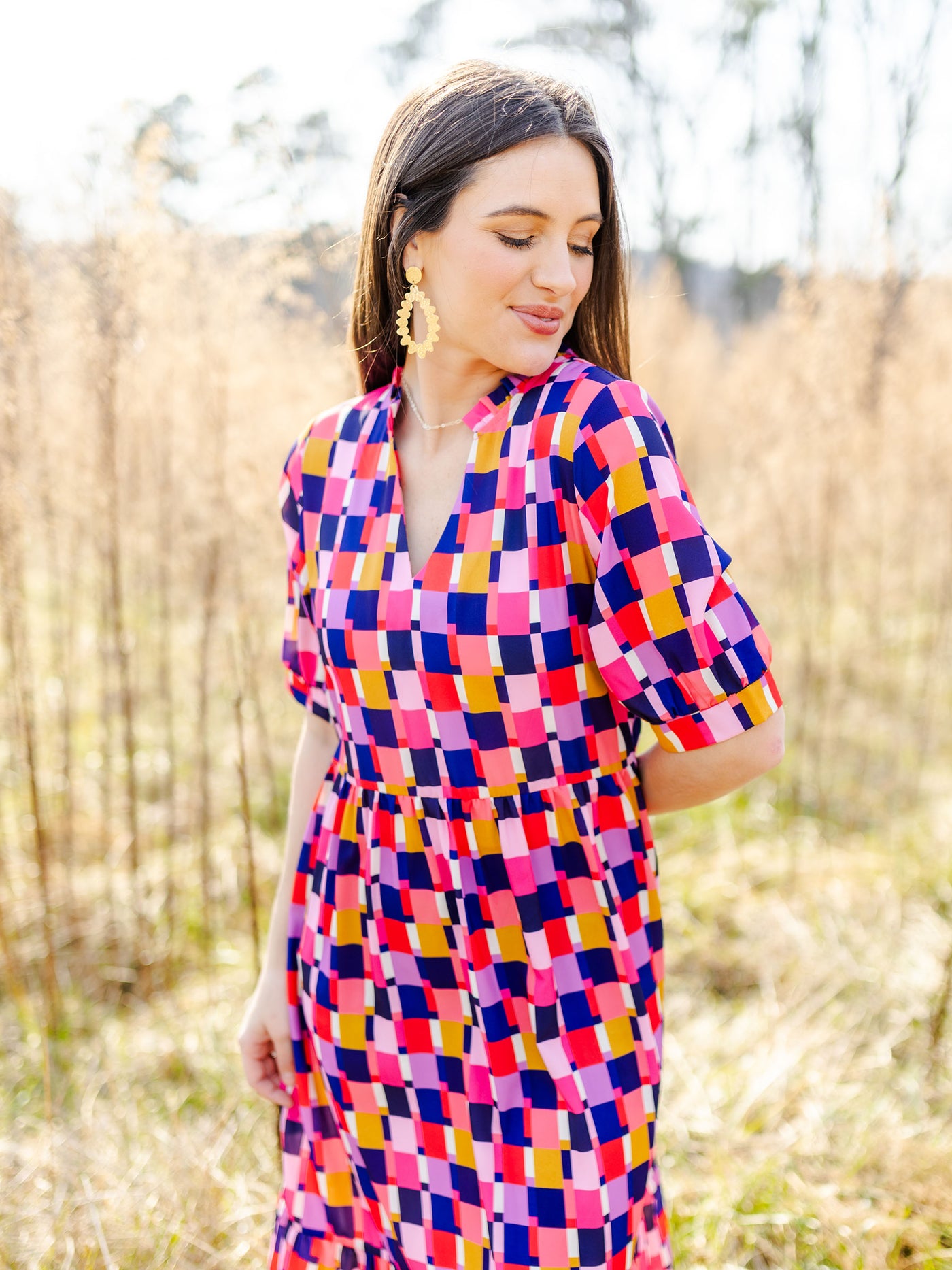 Tessa Dress | Check Me Out Blue