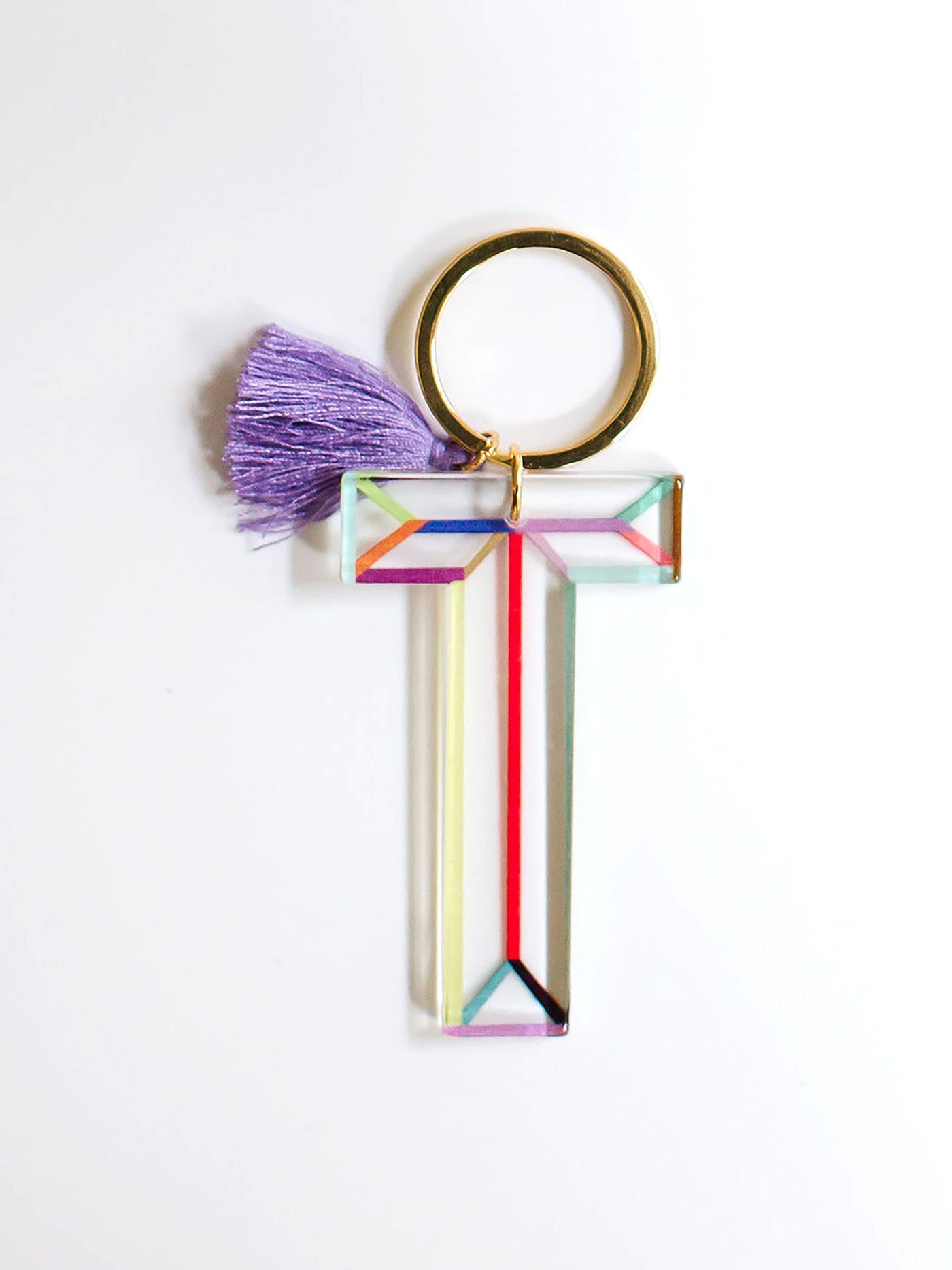 Initial keychain with tassel, Personalized Rainbow letter keychain - p –  jillmakes